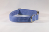 Preppy Navy Blue Gingham Seersucker Dog Bow Tie Collar