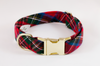 Red Scottish Tartan Plaid Dog Collar
