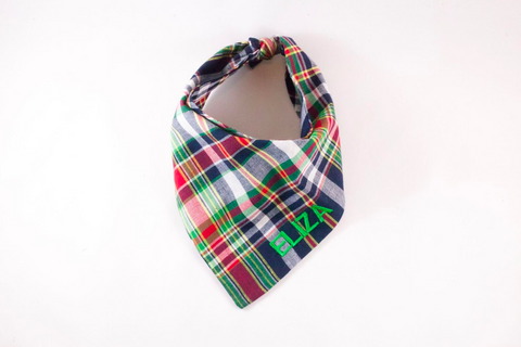 Madras Monogrammed Dog Bandana