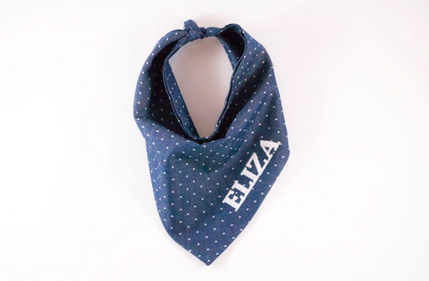 Chambray Denim Polka Dot Monogrammed Dog Bandana