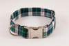 Green and Blue Prep School Plaid Bow Tie Dog Collar