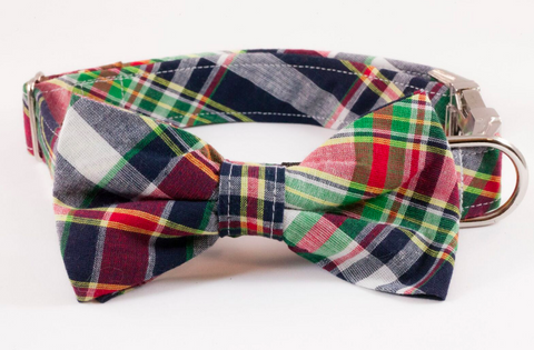 Montauk Madras Bow Tie Dog Collar