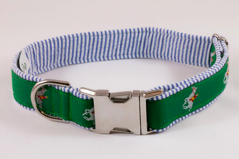Hunt Club Equestrian Seersucker Dog Collar
