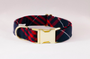 Navy and Red Old South Plaid Dog Bow Tie Collar