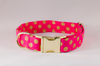 Valentine's Day Pink and Gold Polka Dot Girl Dog Flower Bow Tie Collar