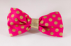 Valentine's Day Pink and Gold Polka Dot Dog Bow Tie