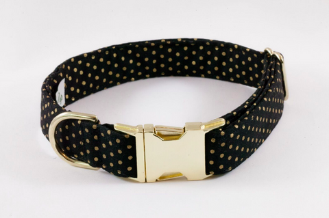 Black and Gold Polka Dot Dog Collar