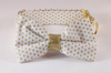 White and Gold Polka Dot Dog Bow Tie Collar