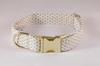 White and Gold Polka Dot Girl Dog Flower Bow Tie Collar