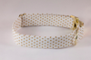 White and Gold Polka Dot Girl Dog Flower Bow Tie Collar