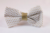 White and Gold Polka Dot Dog Bow Tie Collar
