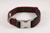 Classic Red and Green Christmas Plaid Girl Dog Flower Bow Tie Collar