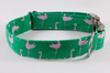 Preppy Green and Pink Flamingo Bow Tie Dog Collar