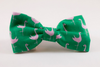 Preppy Green and Pink Flamingo Bow Tie Dog Collar