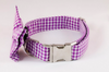 Preppy Purple Gingham Dog Bow Tie Collar