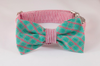 Green and Red Christmas Plaid Seersucker Bow Tie Dog Collar