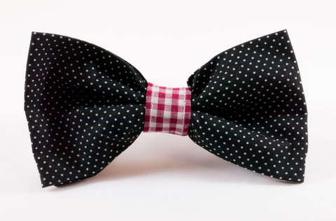 Garnet and Black Gingham Gamecocks Dog Bow Tie