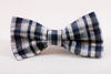 Navy Madras Plaid Dog Bow Tie