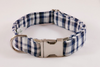 Navy Madras Plaid Bow Tie Dog Collar