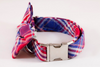 Red White and Blue Americana Plaid Bow Tie Dog Collar