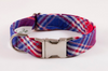 Red White and Blue Americana Plaid Bow Tie Dog Collar