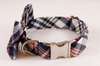 Navy and Pink Madras Bow Tie Dog Collar