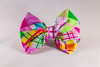 Preppy Pink and Yellow Madras Girl Dog Bow Tie