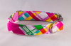 Preppy Pink and Yellow Madras Girl Dog Bow Tie Collar