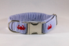 Preppy Navy Blue Crab Seersucker Dog Collar