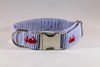 Preppy Navy Blue Crab Seersucker Bow Tie Dog Collar