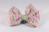 Preppy Pink and Green Gingham Girl Dog Bow Tie Collar