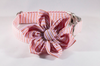 Preppy Pink and Orange Sherbet Seersucker Girl Dog Flower Bow Tie Dog Collar