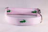 Preppy Pink Seersucker Alligator Girl Bow Tie Dog Collar