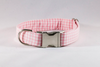 Preppy Pink Gingham Bow Tie Dog Collar