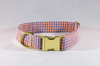 Preppy Navy and Orange Gingham Auburn Tigers Girl Dog Bow Flower Tie Collar