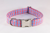 Preppy Red White and Blue Gingham Dog Collar, Ole Miss Rebels