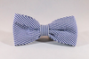 Preppy Navy Blue Seersucker Bow Tie Dog Collar