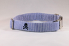 Preppy Navy Blue Skull and Cross Bones Seersucker Dog Collar