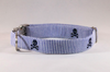 Preppy Navy Blue Skull and Cross Bones Seersucker Dog Collar