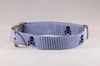 Preppy Navy Blue Skull and Cross Bones Seersucker Bow Tie Dog Collar
