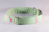 Preppy Green and Pink Flamingo Seersucker Dog Bow Tie Collar