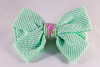 Preppy Green and Pink Flamingo Seersucker Girl Dog Bow Tie Collar
