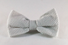Preppy Khaki Seersucker Bow Tie Dog Collar