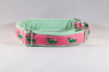 Seersucker Pink and Green Nantucket Whale Dog Collar