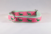 Seersucker Pink and Green Nantucket Whale Dog Collar