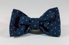 Preppy Blue Chambray Polka Dot Bow Tie Dog Collar