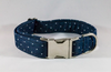 Preppy Blue Chambray Polka Dot Dog Collar