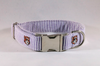 Preppy Purple and Gold LSU Tiger Seersucker Girl Dog Flower Bow Tie