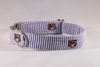 Preppy Purple and Gold LSU Tiger Seersucker Girl Dog Flower Bow Tie