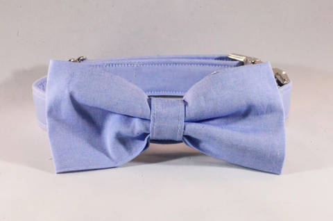 Preppy Blue Oxford Bow Tie Dog Collar